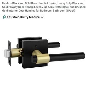 Haidms Black and Gold Privacy Door Handle Lever Zinc Alloy Interior Matte Square